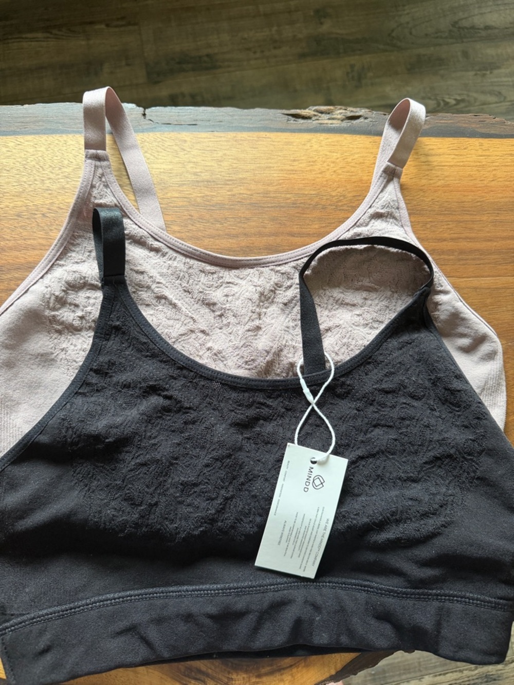 Everyday Lace-Texture Bralette - Black & Light Mauve
